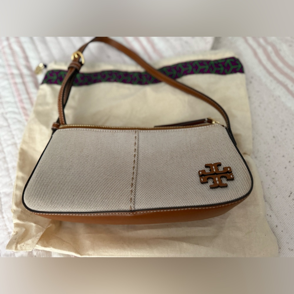 Tory Burch McGraw Canvas Wedge Shoulder Bag - Picture 6 of 9